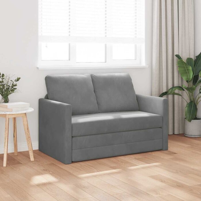 Vidaxl Boden-Schlafsofa 2-in-1, Samt, Dunkelgrau - Klappbar - Jetzt bis zu 34% sparen