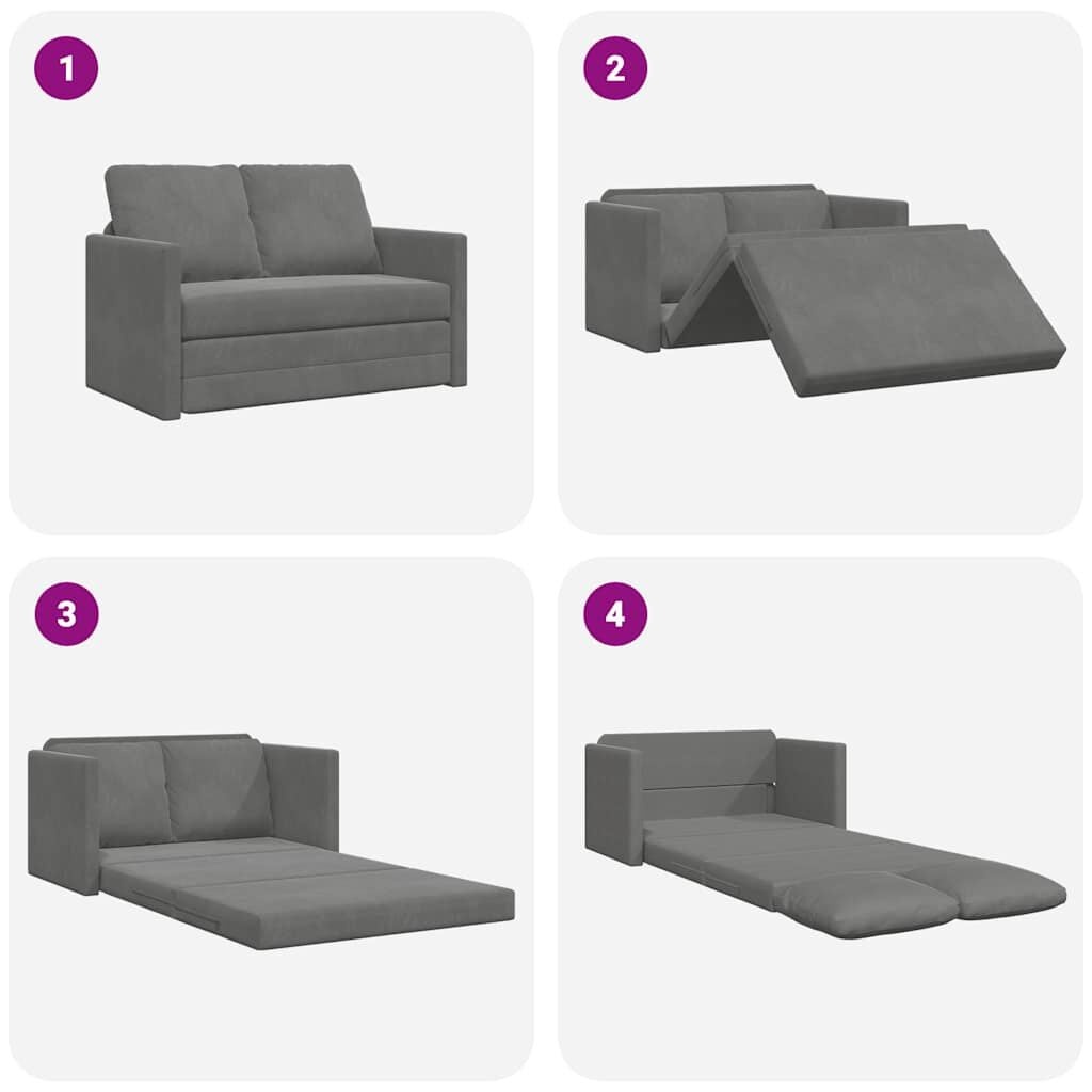 Vidaxl Boden-Schlafsofa 2-in-1, Samt, Dunkelgrau - Klappbar - Jetzt bis zu 34% sparen