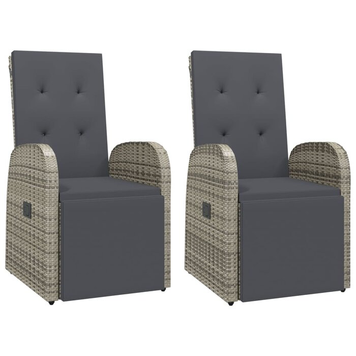 Vidaxl Verstellbare Gartenstühle 2er Set Poly-Rattan Grau - bis zu 35% Rabatt
