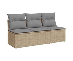 Vidaxl 3-Sitzer Poly-Rattan Gartenbank mit Kissen - Beige - 59% Rabatt