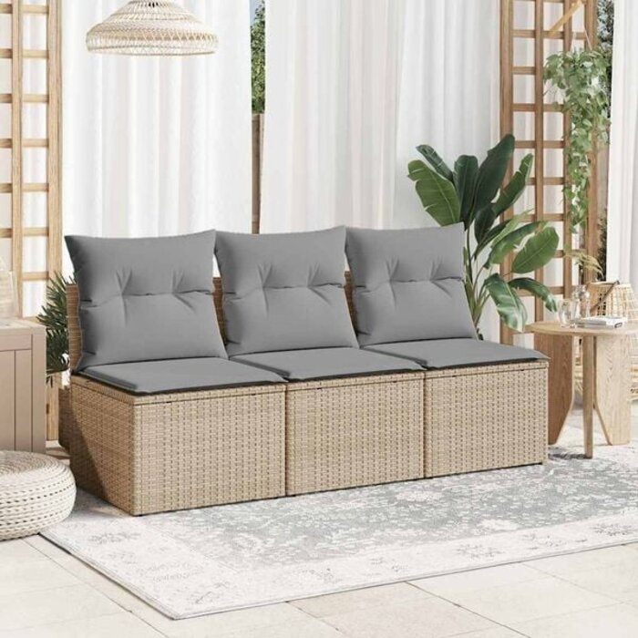 Vidaxl 3-Sitzer Gartenbank aus Poly-Rattan in Beige - bis zu 35% Rabatt