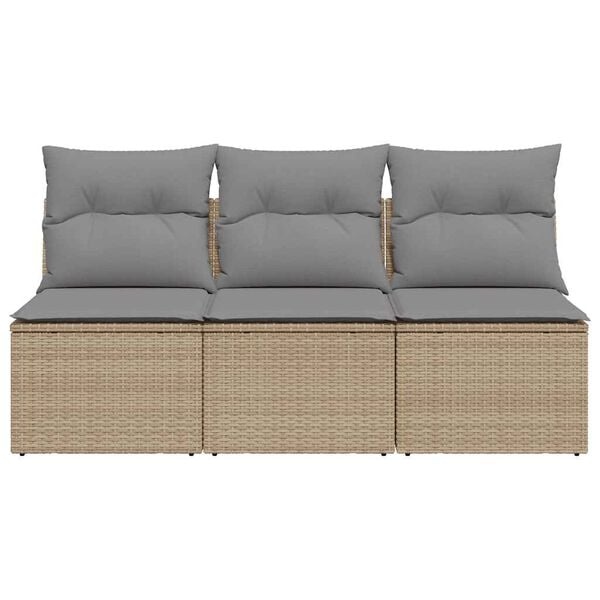 Vidaxl 3-Sitzer Gartenbank aus Poly-Rattan in Beige - bis zu 35% Rabatt