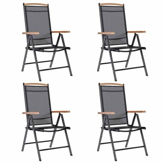 Vidaxl 4er-Set klappbare Gartenstühle, Aluminium, schwarz, bis zu 35% Rabatt