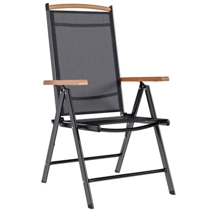 Vidaxl 4er-Set klappbare Gartenstühle, Aluminium, schwarz, bis zu 35% Rabatt