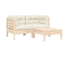 Vidaxl 3-tlg. Garten-Loungeset aus Kiefernholz mit Polster - 59% Rabatt