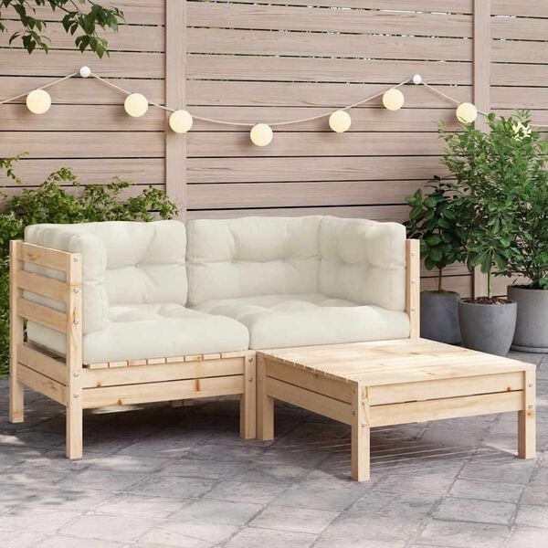 Vidaxl 3-teiliges Kiefernholz Garten-Loungeset - bis zu 35% Rabatt im Outlet