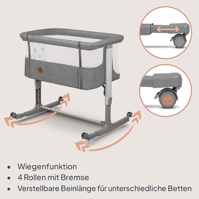 3-in-1 Baby-Beistellbett höhenverstellbar - Dunkelgrau - bis zu 34% sparen