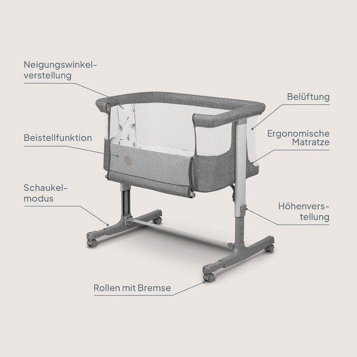3-in-1 Baby-Beistellbett höhenverstellbar - Dunkelgrau - bis zu 34% sparen