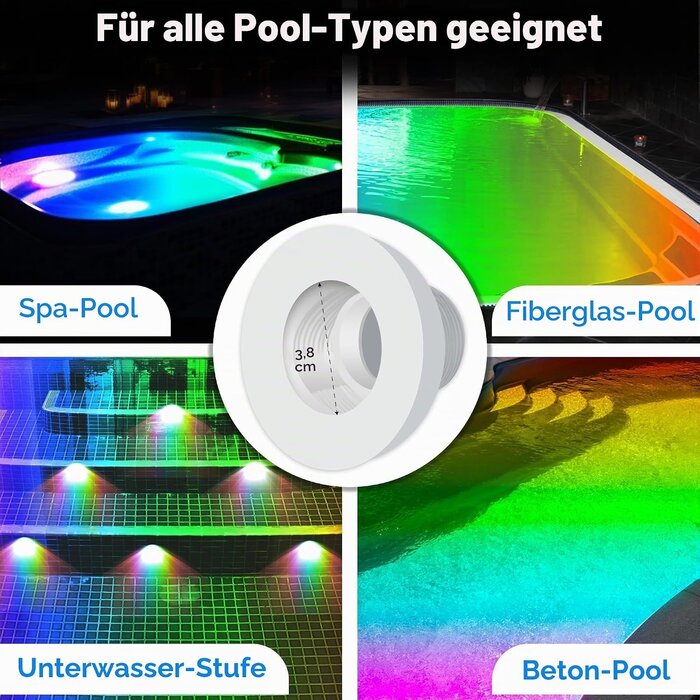 RGB LED-Poolbeleuchtung 6W 12V für 1,5"-Gewinde - Outlet bis zu 41% sparen