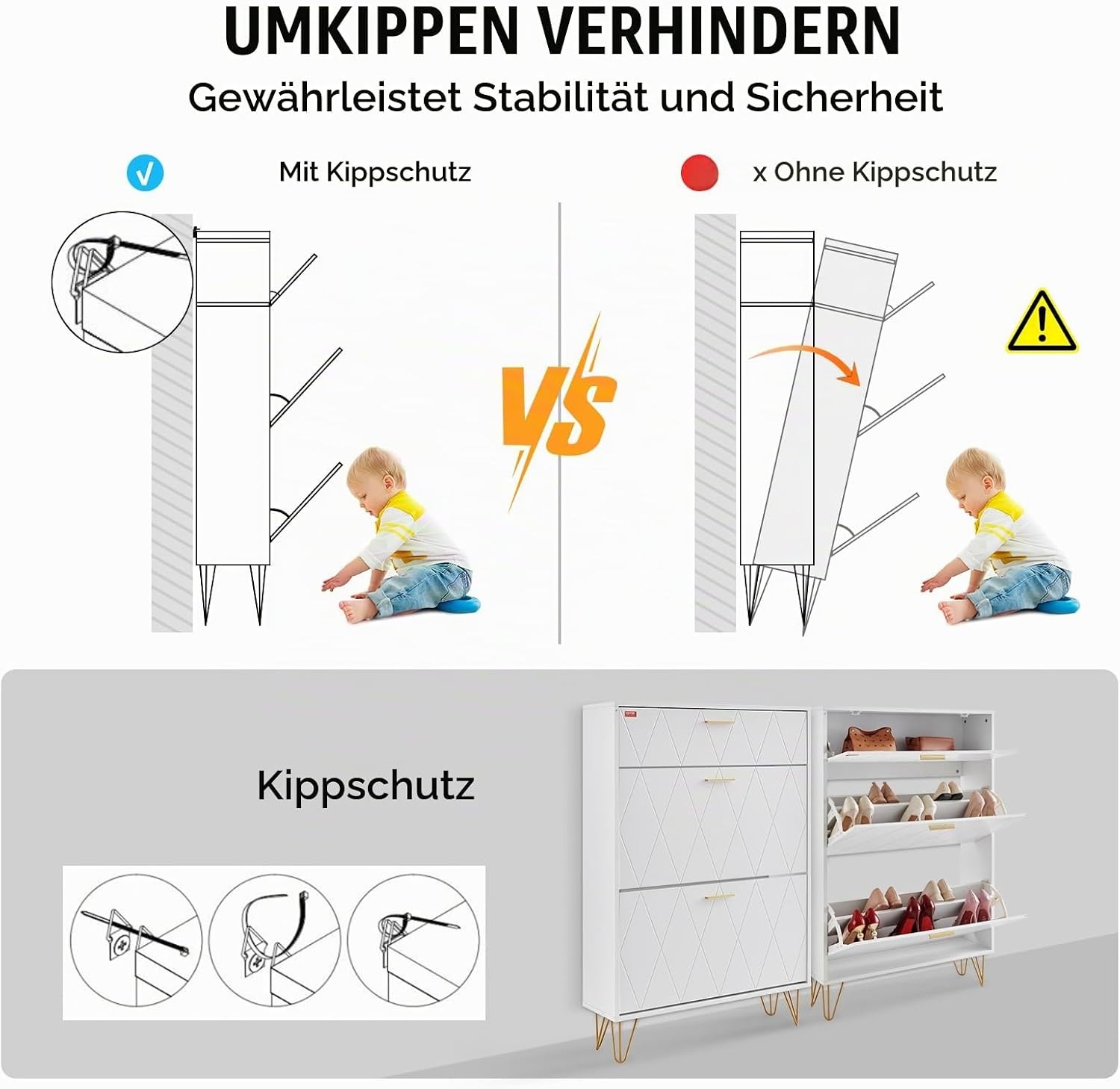 Schuhkipper mit 3 Klappen Weiß - Platzwunder, jetzt bis zu 45% reduziert