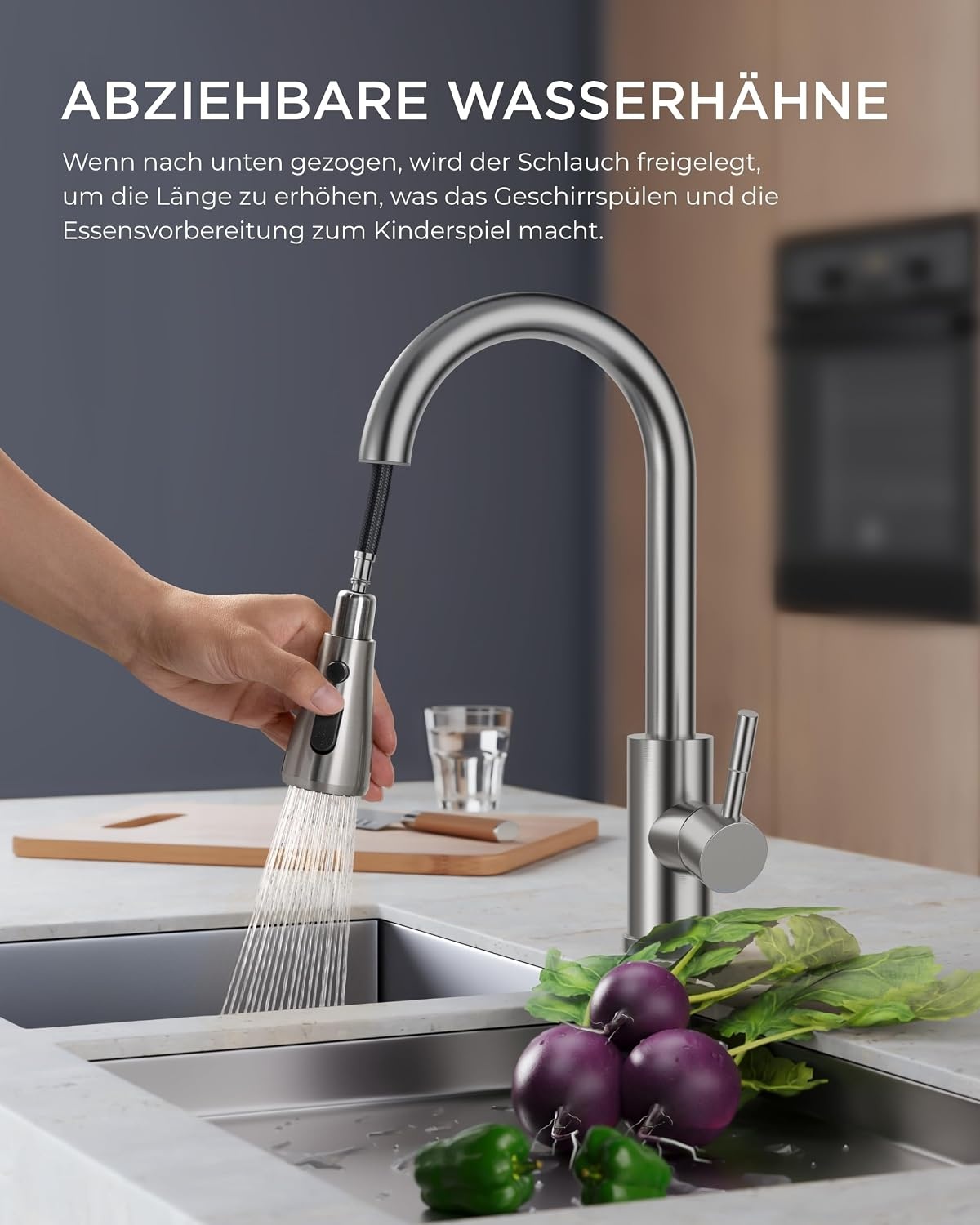 Küchenarmatur mit ausziehbarer Brause Edelstahl - bis zu 33% günstiger