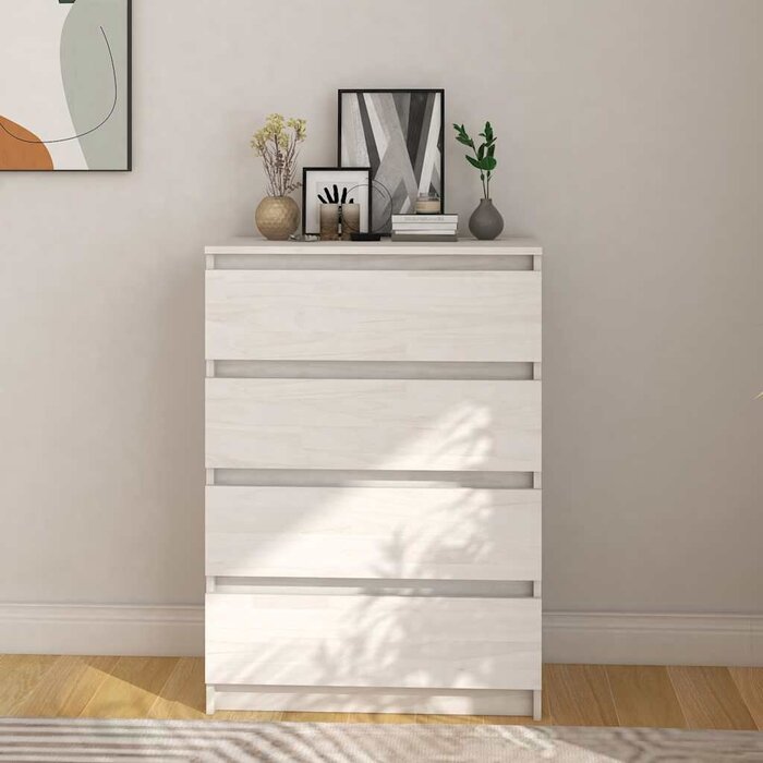 Beistellschrank Kiefer Massivholz Weiß - 60x36x84 cm - bis zu 35% Rabatt