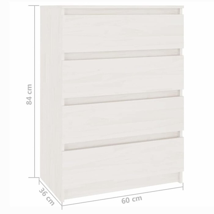 Beistellschrank Kiefer Massivholz Weiß - 60x36x84 cm - bis zu 35% Rabatt