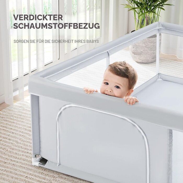 Großer Baby-Laufstall 150x150 cm - Grau - Jetzt bis zu 34% Rabatt sichern