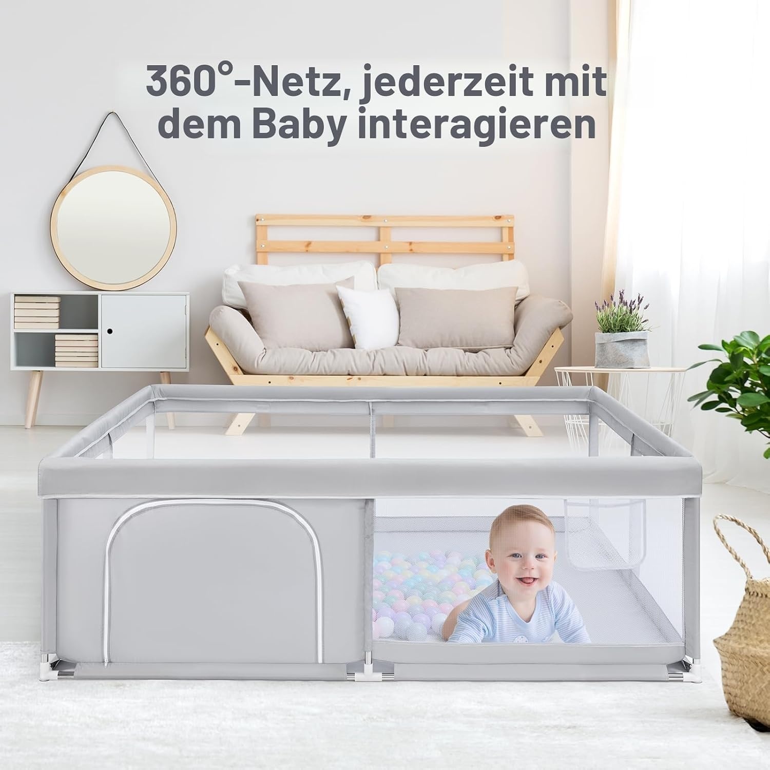 Großer Baby-Laufstall 150x150 cm - Grau - Jetzt bis zu 34% Rabatt sichern