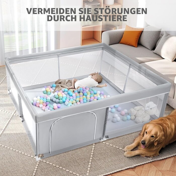 Großer Baby-Laufstall 150x150 cm - Grau - Jetzt bis zu 34% Rabatt sichern
