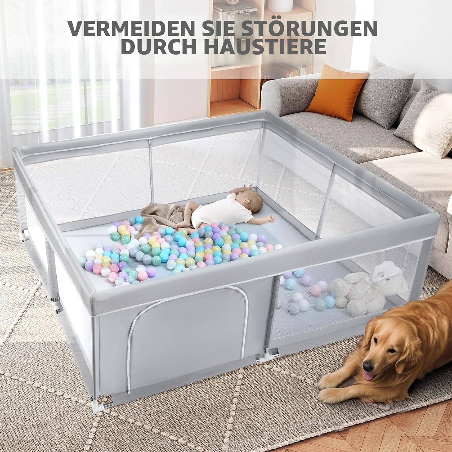 Großer Baby-Laufstall 150x150 cm - Grau - Jetzt bis zu 34% Rabatt sichern