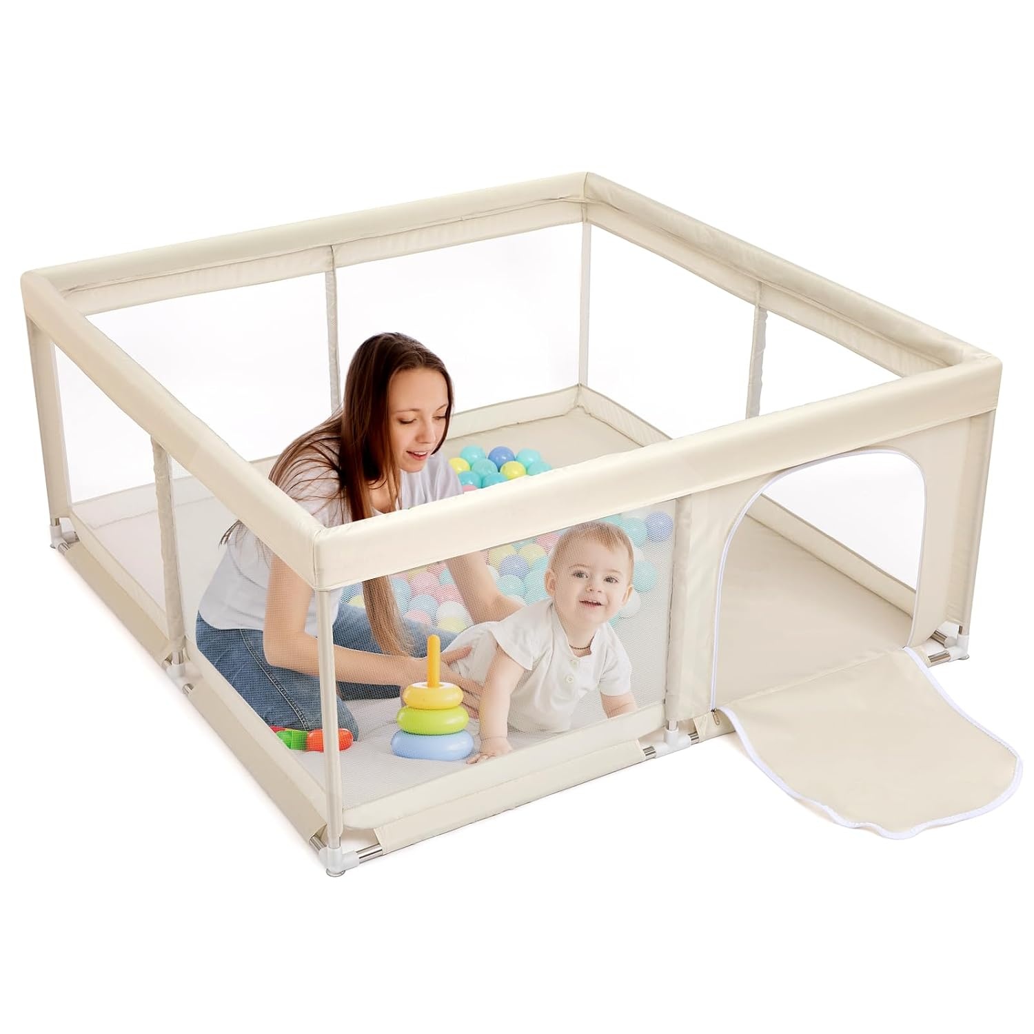 Großer Baby-Laufstall 150x150 cm - Grau - Jetzt bis zu 34% Rabatt sichern