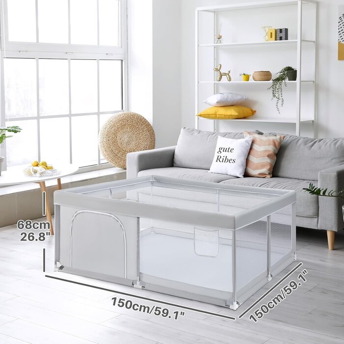 Großer Baby-Laufstall 150x150 cm - Grau - Outlet bis zu 34% Rabatt