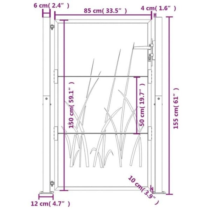 Gartentor 105x155 cm Anthrazit Laser-Design - Jetzt bis zu 35% sparen
