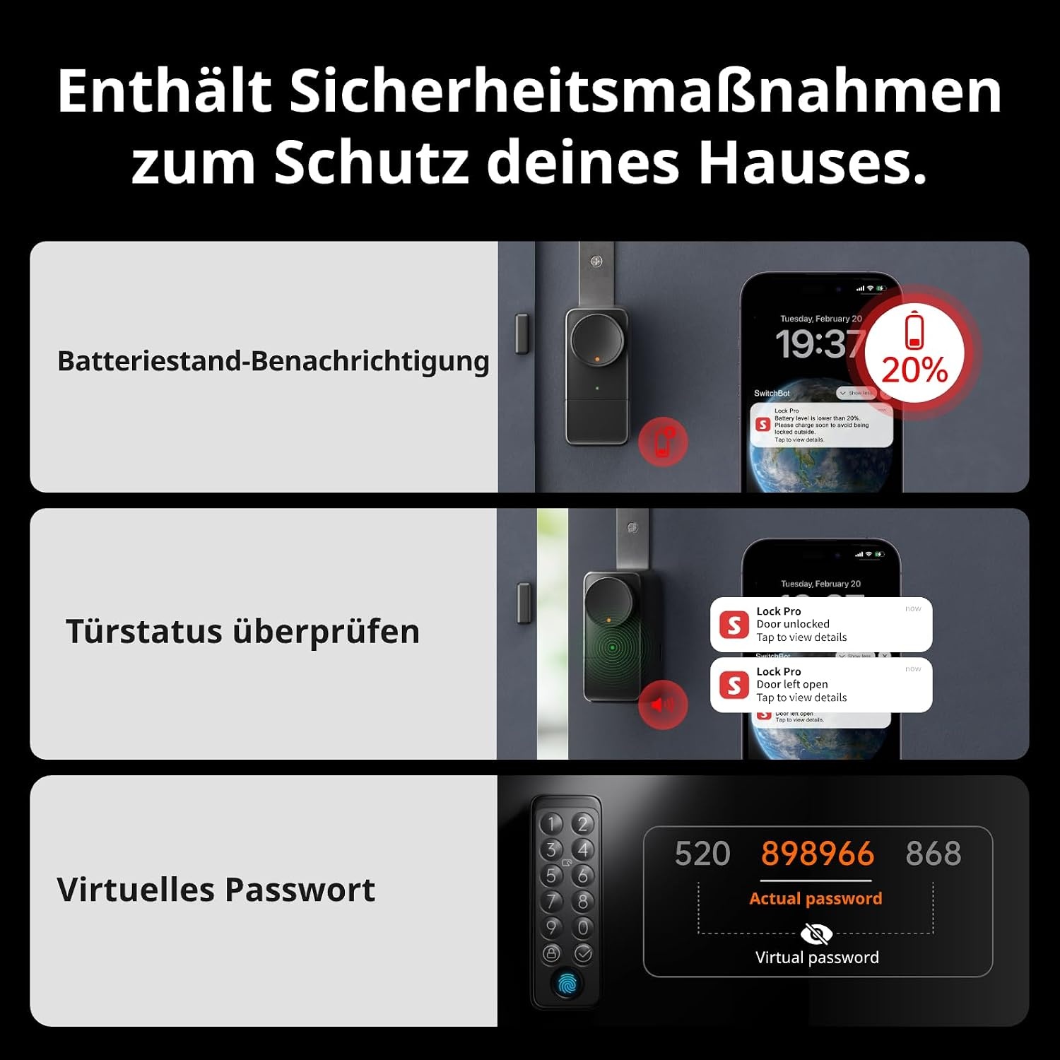 Smartes Türschloss-Set inkl. Fingerabdruck - Silber - bis zu 35% Rabatt