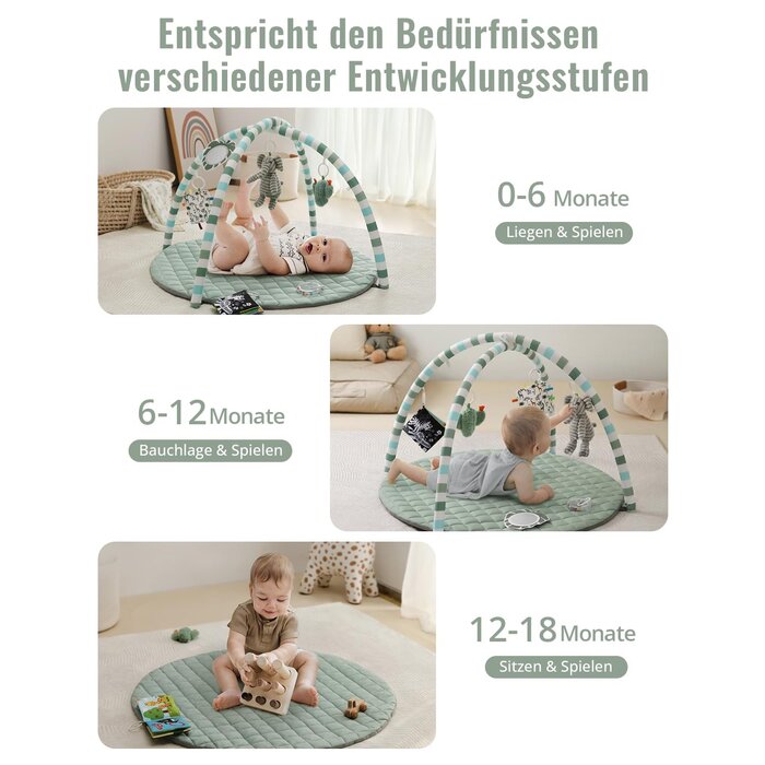 Babyspielmatte mit Spielbogen - Salbeigrün - 85x85 cm - bis zu 33% Rabatt