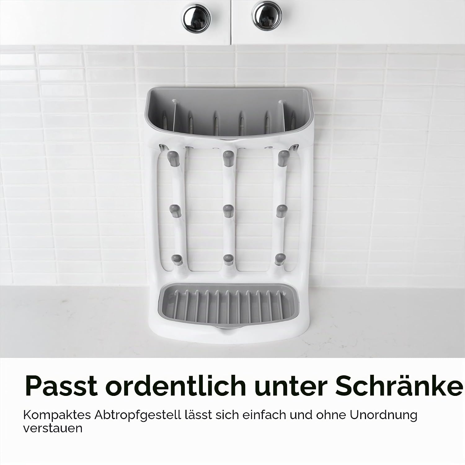 Platzsparendes Flaschenabtropfgestell - Grau-Weiß - bis zu 33 % sparen