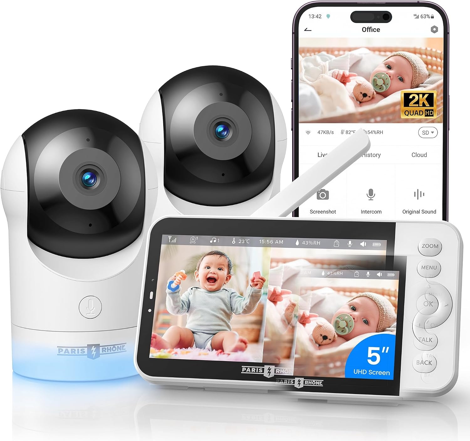 2K Babyphone mit 2 Kameras & 5 Zoll Display - jetzt bis zu 35% günstiger
