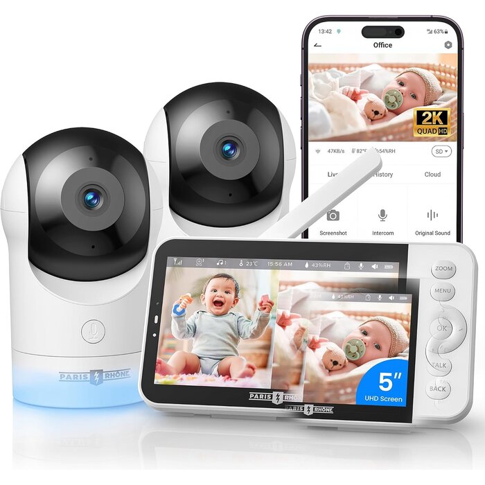 2K Babyphone mit 2 Kameras & 5 Zoll Display - jetzt bis zu 35% günstiger