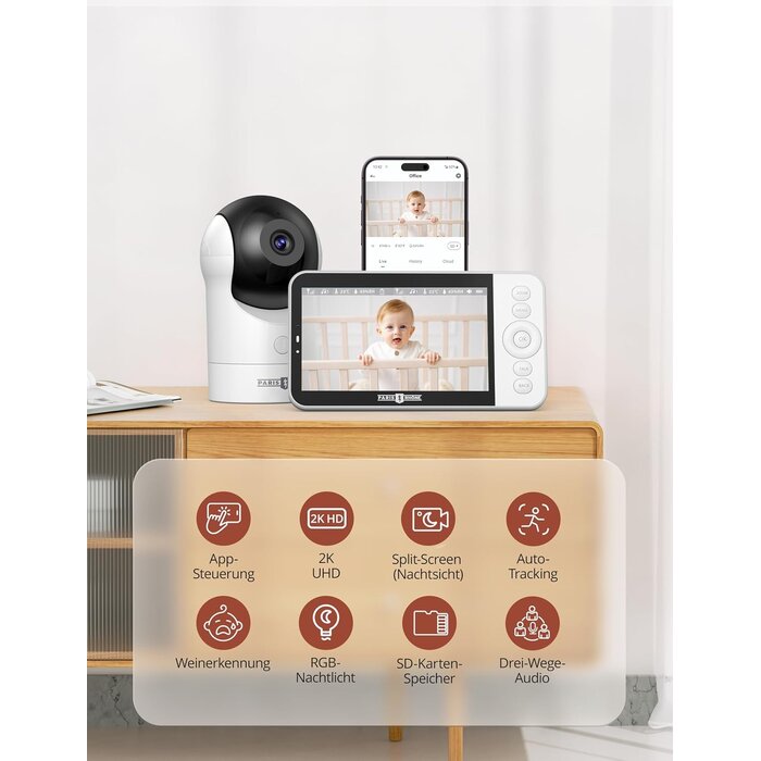 2K Babyphone mit 2 Kameras & 5 Zoll Display - jetzt bis zu 35% günstiger
