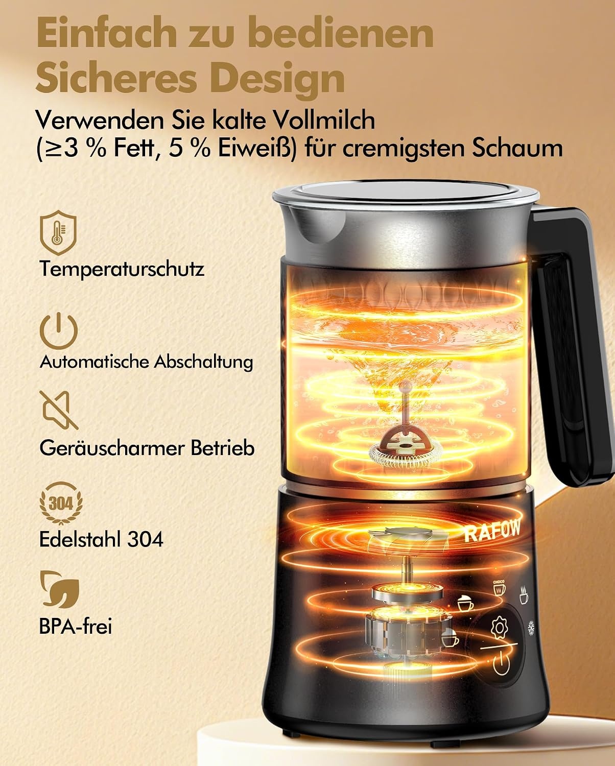 Elektrischer Milchaufschäumer 5-in-1, 320ml - Jetzt bis zu 33% sparen