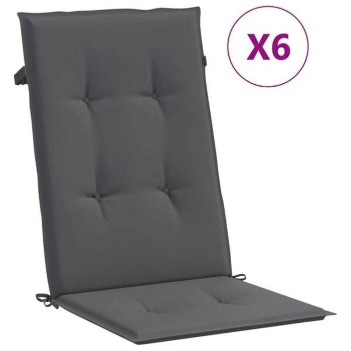 Vidaxl 6er-Set Hochlehner-Stuhlkissen 120x50x3 cm Anthrazit - bis zu 34% sparen