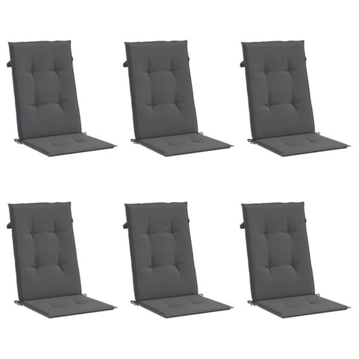 Vidaxl 6er-Set Hochlehner-Stuhlkissen 120x50x3 cm Anthrazit - bis zu 34% sparen