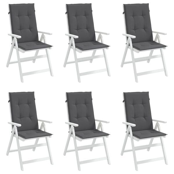 Vidaxl 6er-Set Hochlehner-Stuhlkissen 120x50x3 cm Anthrazit - bis zu 34% sparen