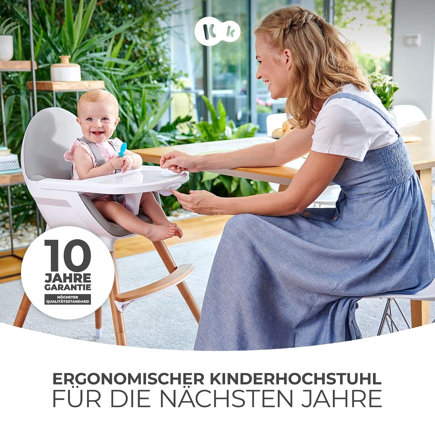 2-in-1 Kinderhochstuhl aus Buchenholz - Grau | bis zu 34% sparen!