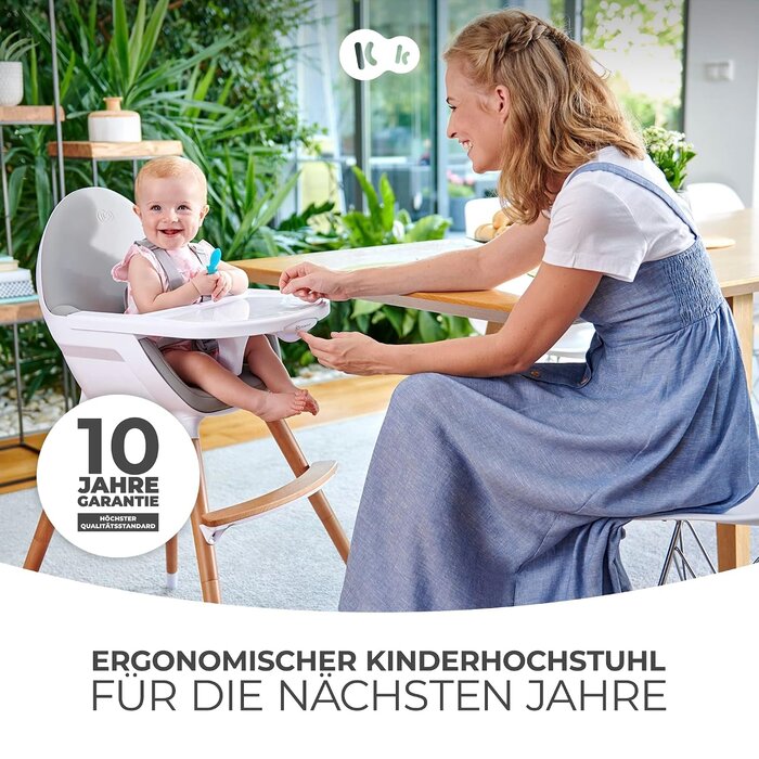2-in-1 Kinderhochstuhl aus Buchenholz - Grau | bis zu 34% sparen!