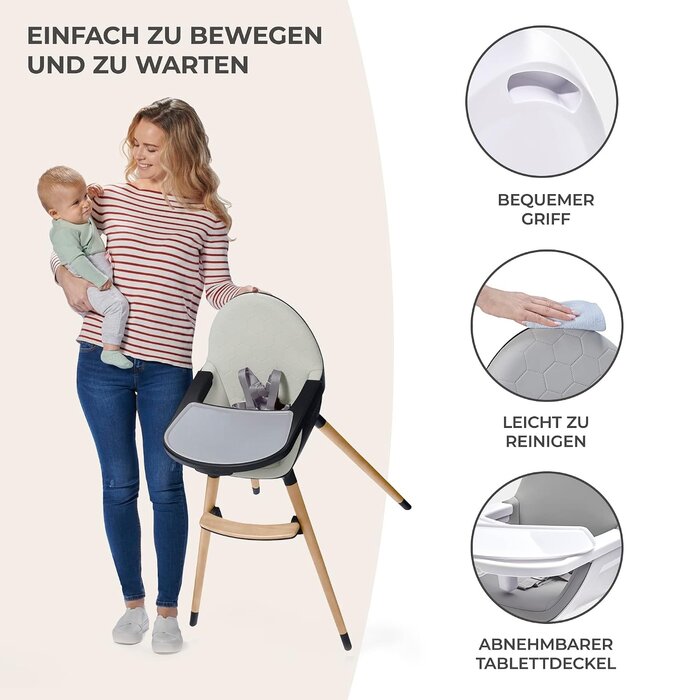 2-in-1 Kinderhochstuhl aus Buchenholz - Grau | bis zu 34% sparen!
