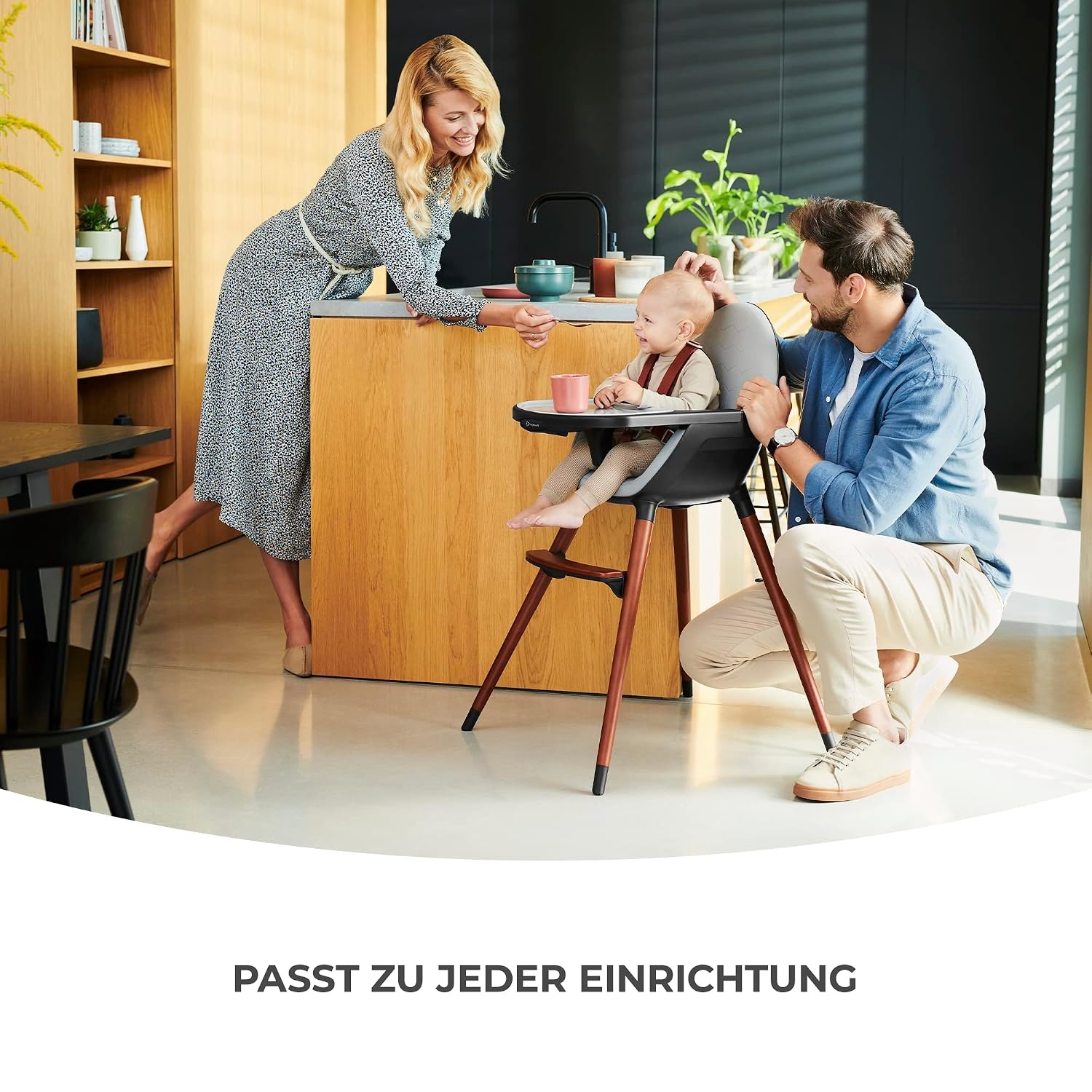 2-in-1 Kinderhochstuhl aus Buchenholz - Grau | bis zu 34% sparen!