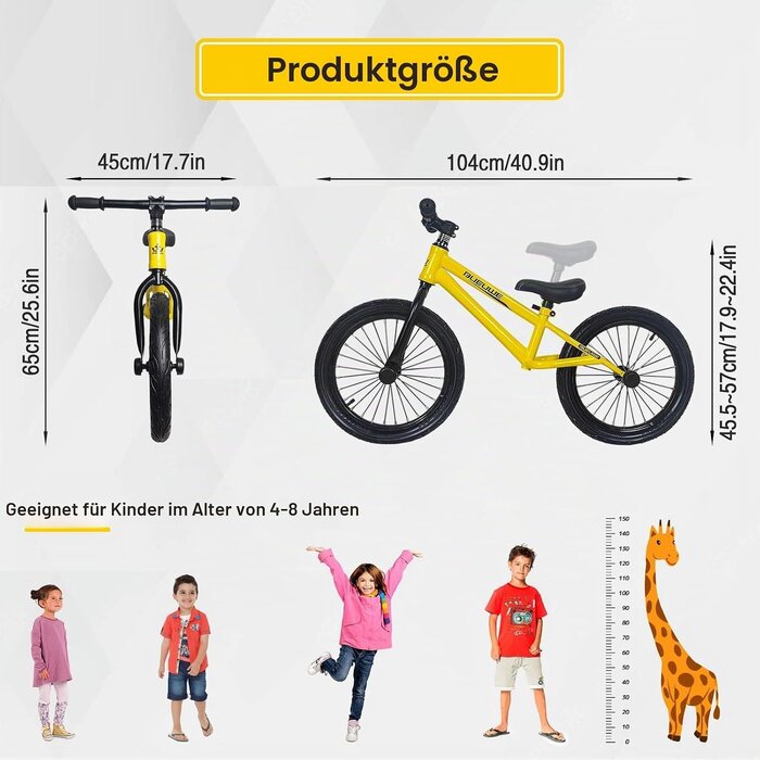 16 Zoll Kinder-Laufrad Gelb - Leicht & Robust - Jetzt bis zu 34% sparen