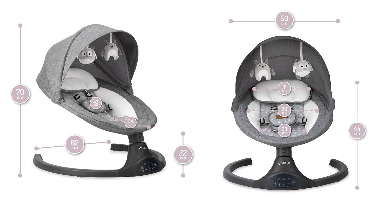 Babyschaukel mit Bluetooth & Fernbedienung - Dunkelgrau - bis zu 34% sparen
