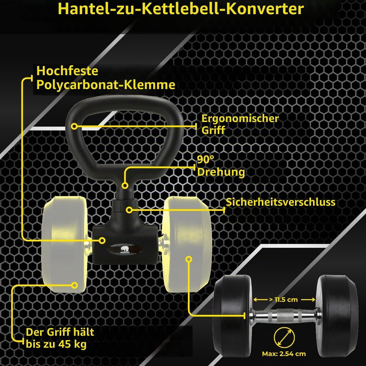 Hantel-Adapter Set: Kettlebell & Langhantel-Umwandler - bis zu 79% reduziert