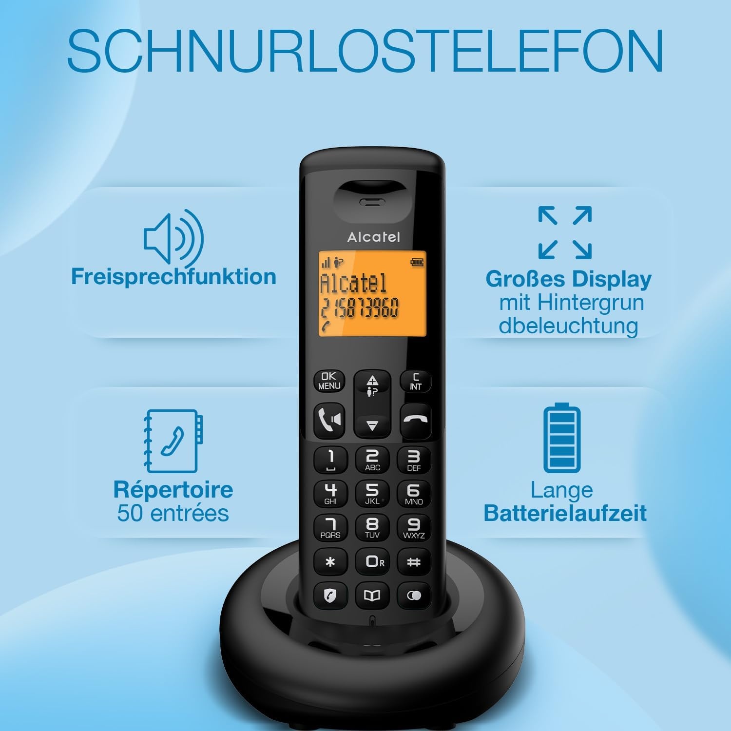 Schnurloses DECT-Telefon mit Freisprechfunktion - 22% Rabatt
