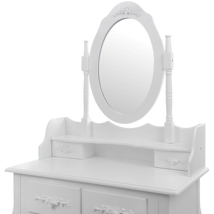 Eleganter Schminktisch mit Spiegel & Hocker - Antik-Stil - bis zu 46% sparen