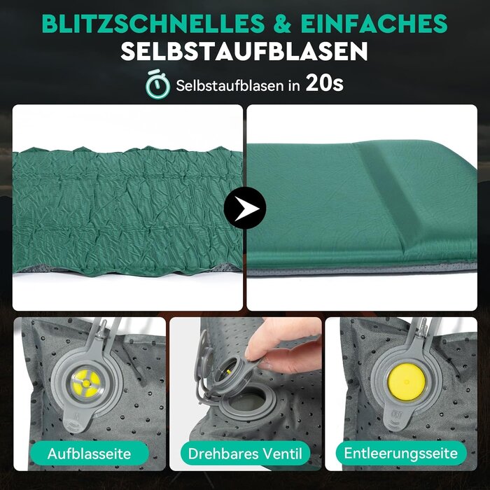 Selbstaufblasende Isoliermatte 195x70x8 cm - Camping Matte bis zu 34% sparen