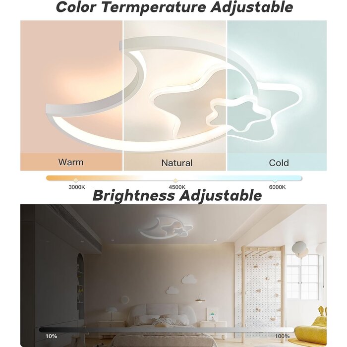 LED-Deckenleuchte Stern & Mond 45cm - Dimmbar mit Fernbedienung - bis zu 34% Rabatt