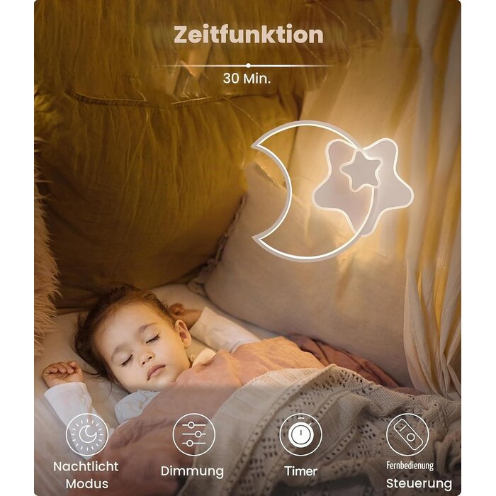 LED-Deckenleuchte Stern & Mond 45cm - Dimmbar mit Fernbedienung - bis zu 34% Rabatt