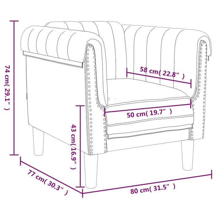 Vidaxl Eleganter Samt-Sessel Schwarz, 80x77x74 cm - bis zu 35% Rabatt