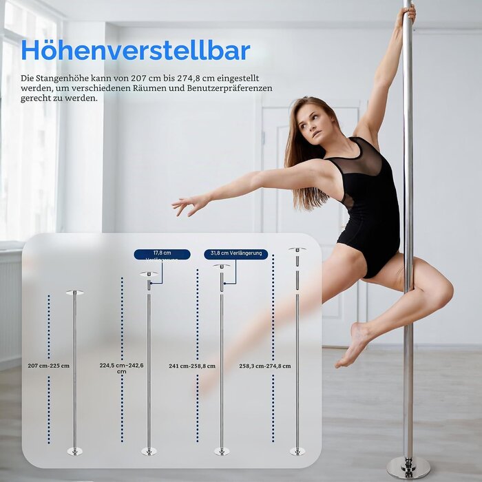 Tanzstange für Zuhause, höhenverstellbar bis 274cm - bis zu 35% Rabatt