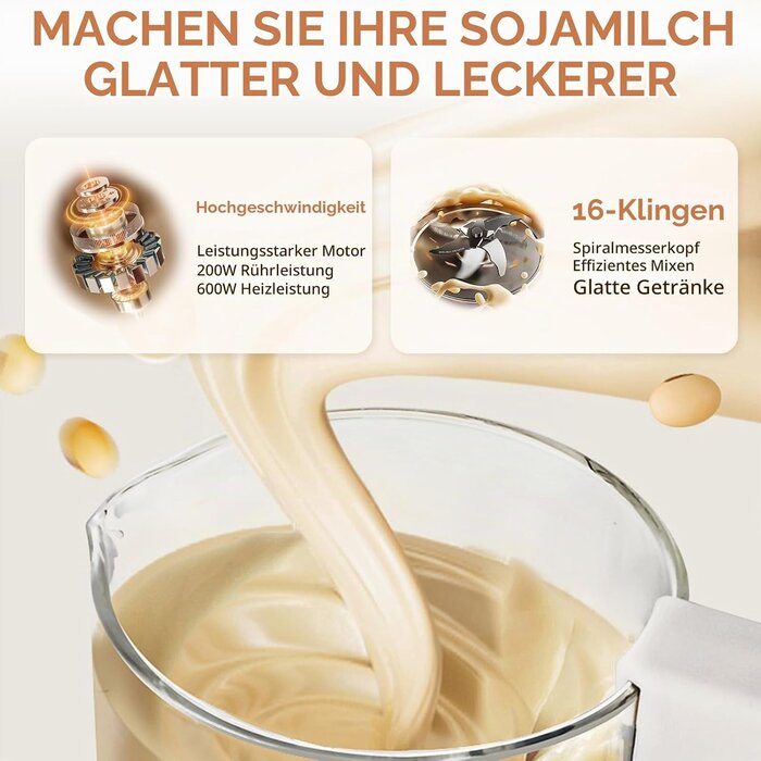 Pflanzlicher Milchbereiter 1,4L mit 16 Klingen - bis zu 29% Rabatt