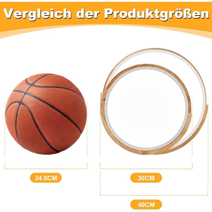 Moderne LED Deckenleuchte 40cm, Holzoptik - Jetzt bis zu 33% reduziert